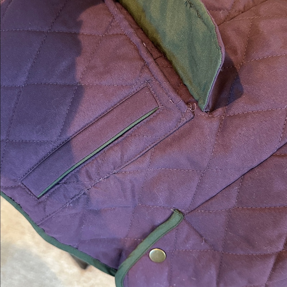 Direct from Scotland: Quilted Plum Vest with Forest Green Trim - Picture 5 of 5